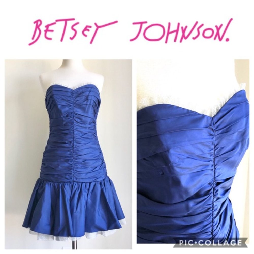 Betsey Johnson Silk Blue Cocktail Dress - Picture 2 of 6